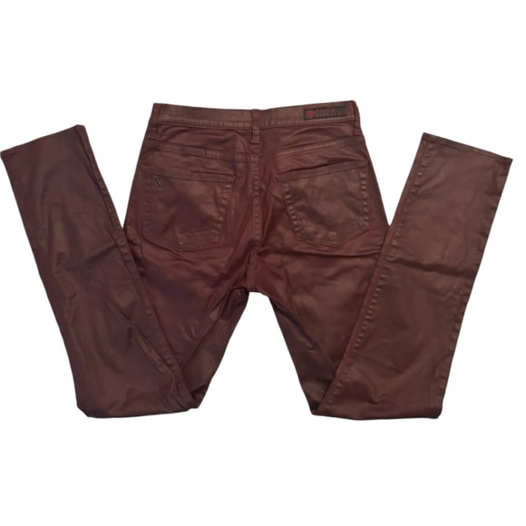 Rock & Republic Berlin Stretch Skinny Womens Waxed Cotton Burgundy Jeans 10 M - Picture 3 of 7